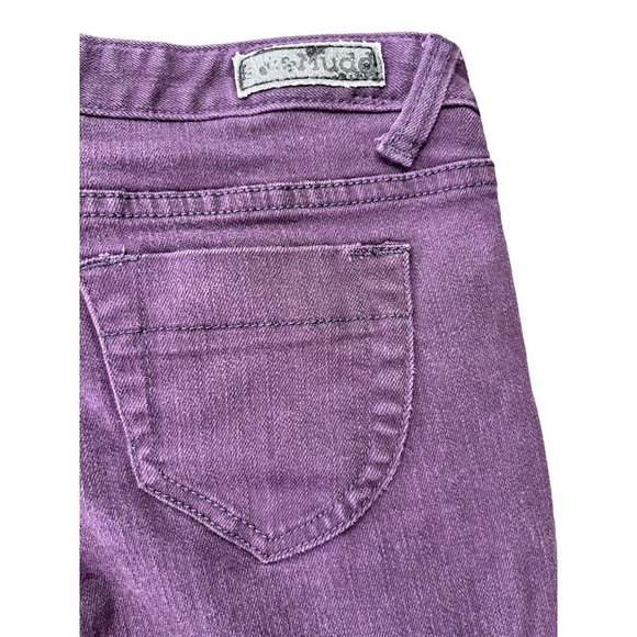 Women's MUDD Stretchy Skinny Jeans, purple plum color, low rise, Size 3(sku-e5) - Picture 10 of 11